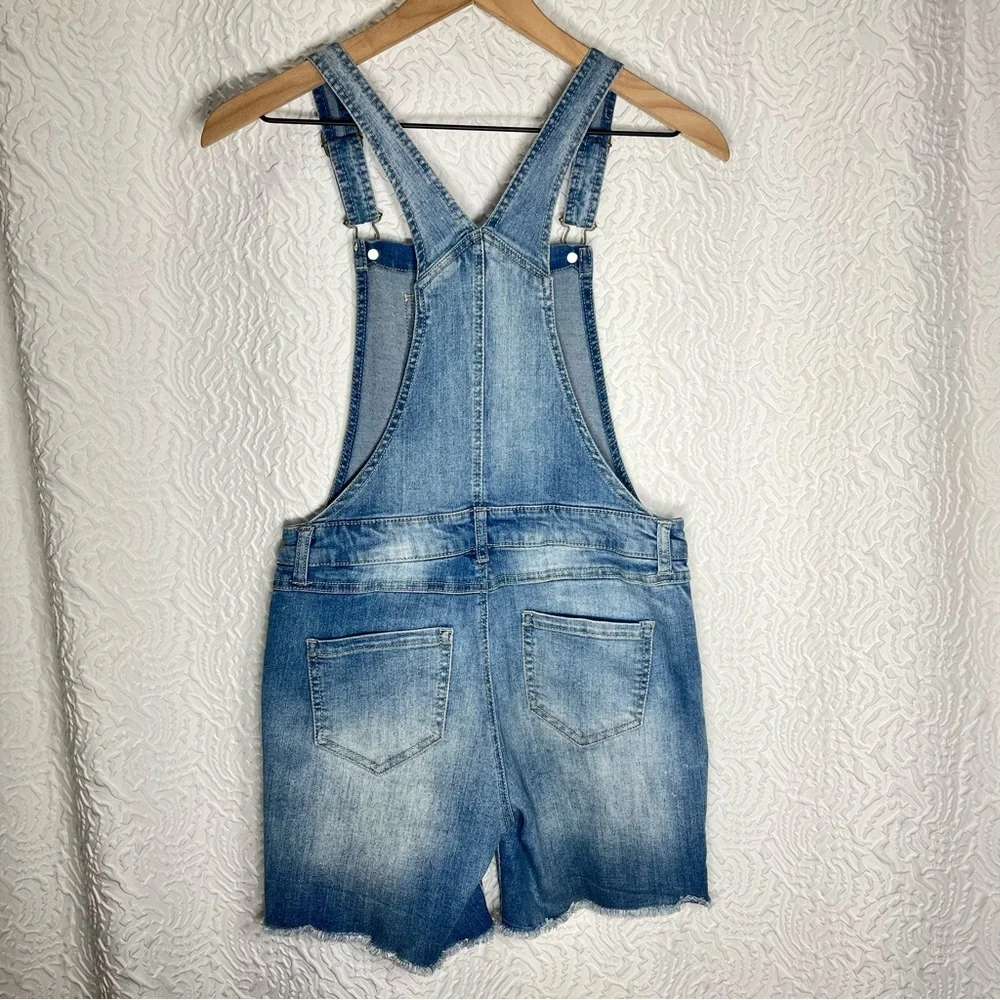 Hippie Girl Girls 14 Distressed Raw Hem Denim Shortalls Overall Shorts